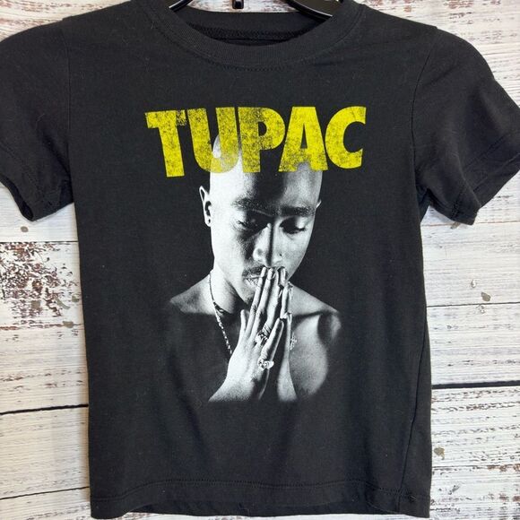 Tupac 2Pac Tee Size 5 T Tee Shirt Black Rapper Hip Hop Graphic T Black crew neck - Picture 1 of 7